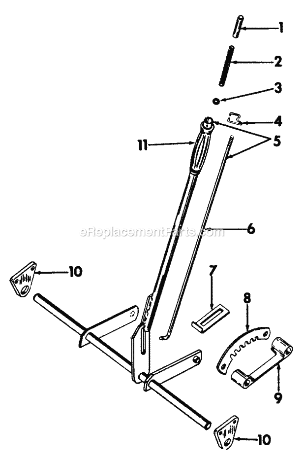 Implement Handle & Connections Diagram and Parts List for 122  Cub Cadet Lawn Tractor